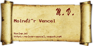 Molnár Vencel névjegykártya