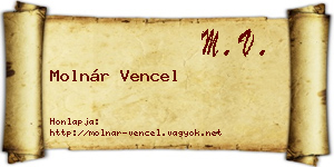 Molnár Vencel névjegykártya